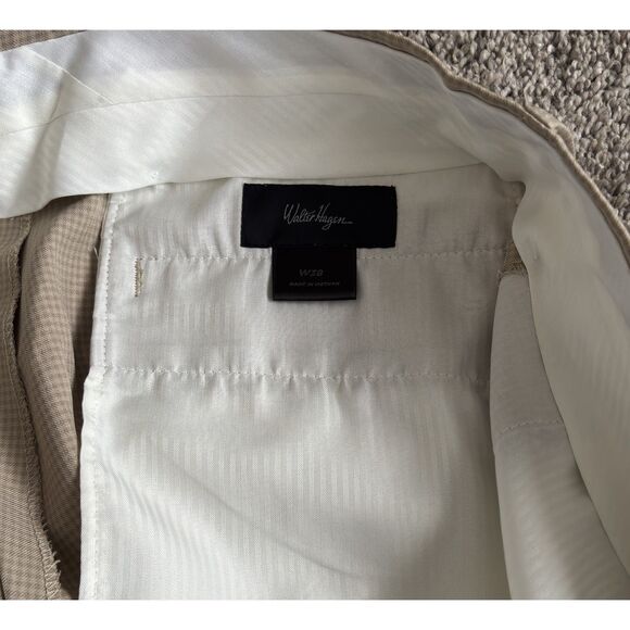 Walter Hagen Men's Size 38 Khaki Checked Chinos Flat Front Golf Shorts Summer - Picture 5 of 6